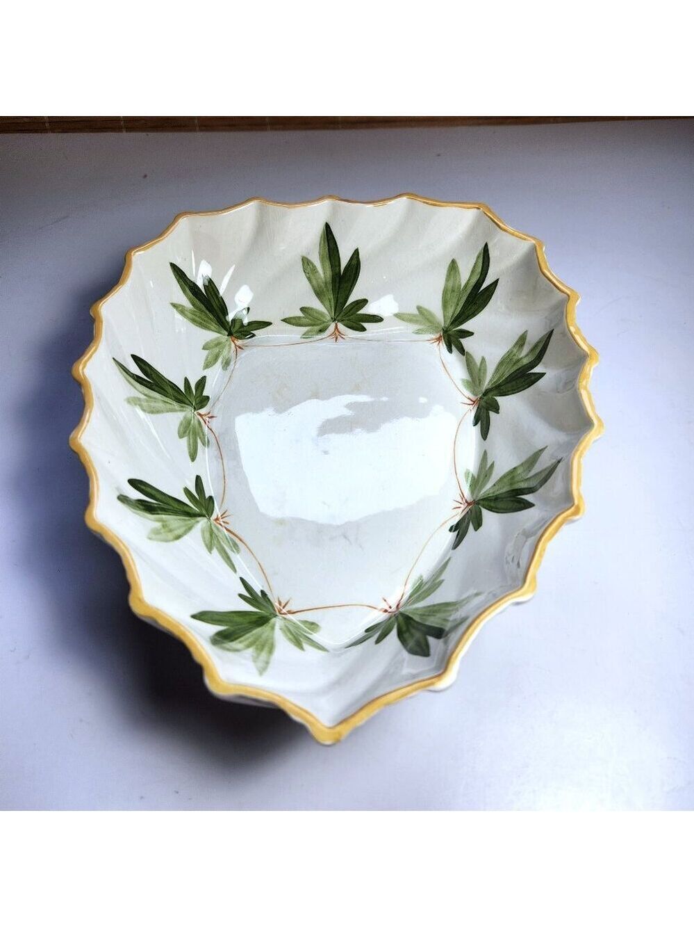 Simpsons Potters Normandy Dish • Hand Painted Leaf Bowl • Vintage England